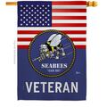 Guarderia 28 x 40 in. US Seabees Veteran House Flag with Armed Forces Navy Dbl-Sided Vertical Flags  Banner GU3858519